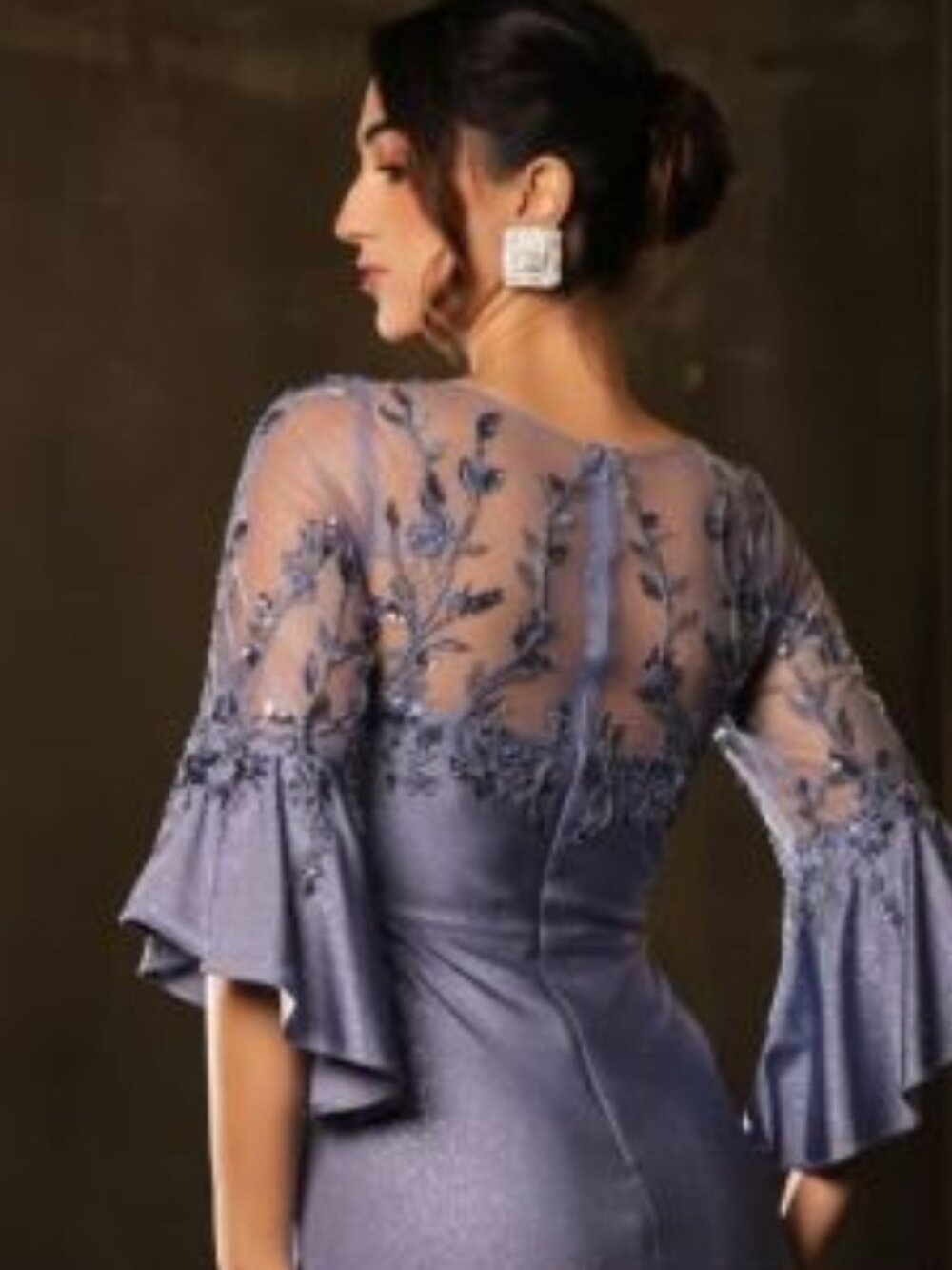 BLUE FORMAL DRESS. ROSE GOLD MOTHER OF BRIDE PLUS SIZE SLEEVES BLACK SHEATH FIT - Picture 4 of 7